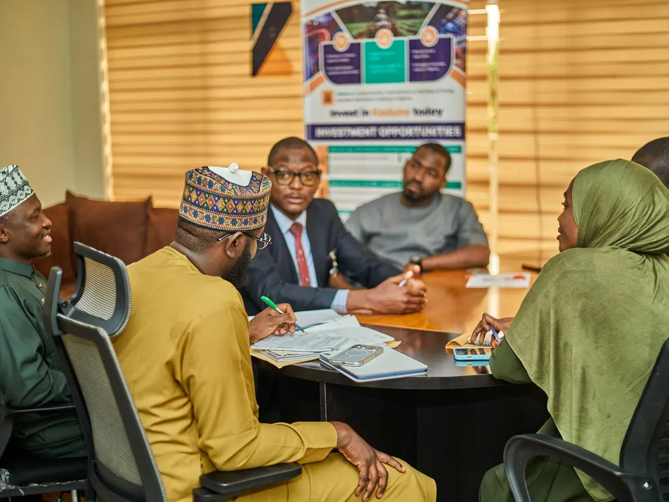 Professionals in a business meeting around a conference table in Kaduna, Nigeria